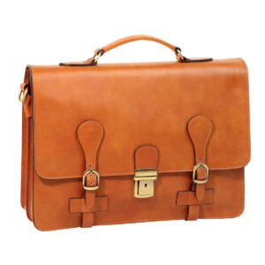 Cartella in pelle con fibbie. Marrone Coloniale
