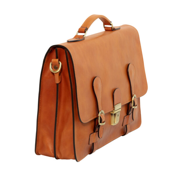 Cartella in pelle con fibbie. Marrone Coloniale - immagine 3