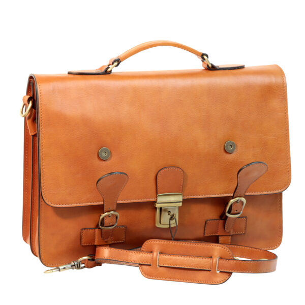 Cartella in pelle con fibbie. Marrone Coloniale - immagine 4