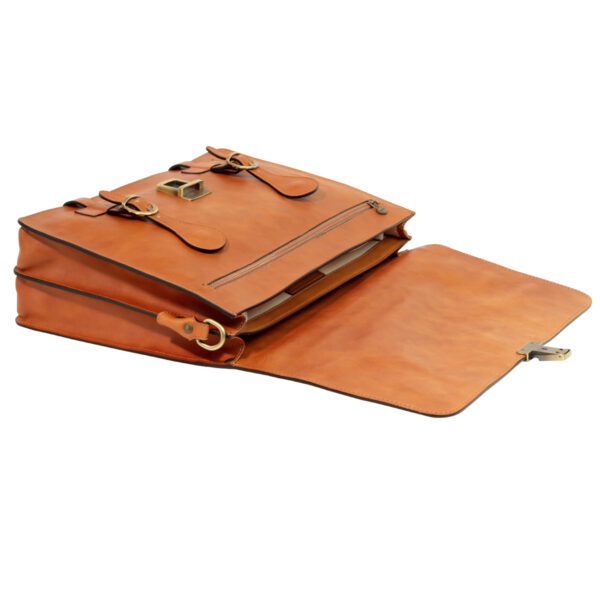 Cartella in pelle con fibbie. Marrone Coloniale - immagine 5