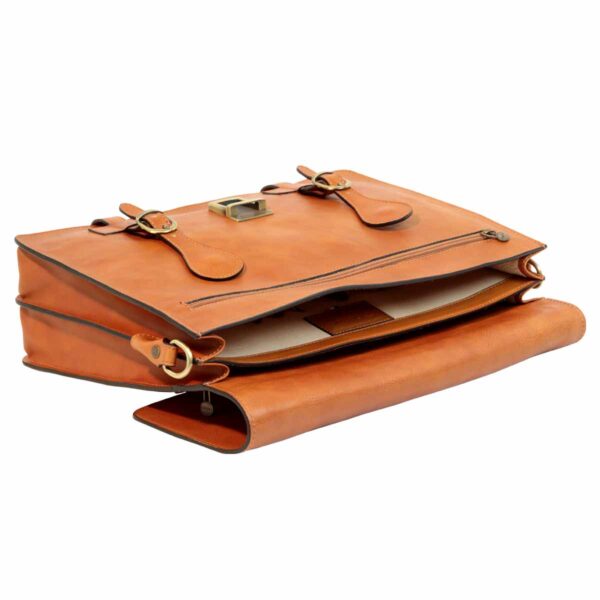 Cartella in pelle con fibbie. Marrone Coloniale - immagine 6