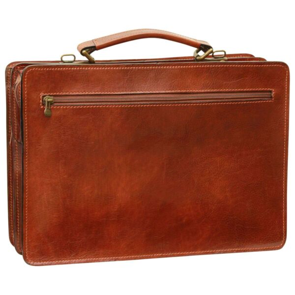 Cartella in pelle con 2 tasche frontali. Marrone - immagine 3