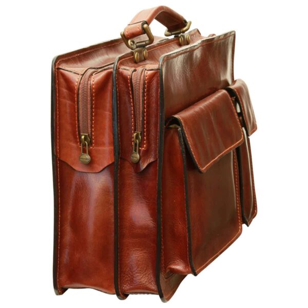 Cartella in pelle con 2 tasche frontali. Marrone - immagine 4