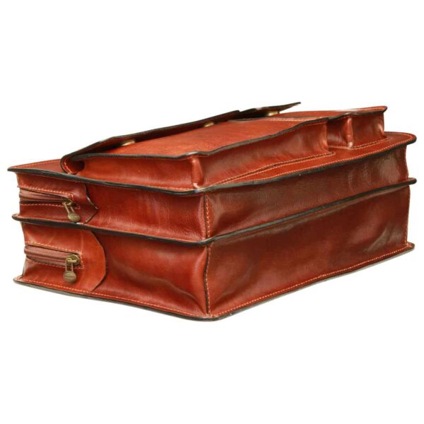 Cartella in pelle con 2 tasche frontali. Marrone - immagine 5