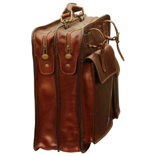 Cartella con fibbie in pelle. Marrone - immagine 4