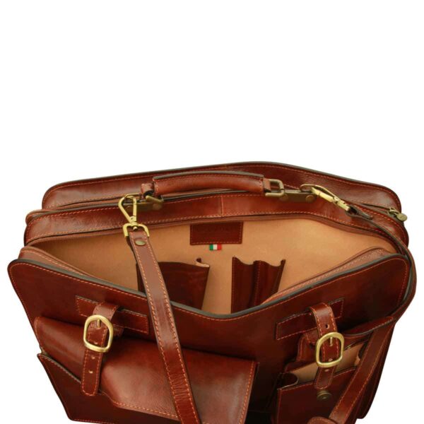 Cartella in pelle con tasche frontali (chiusura a calamita). Marrone - immagine 4