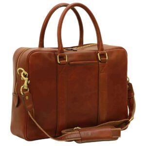 Cartella in pelle con due manici. Marrone