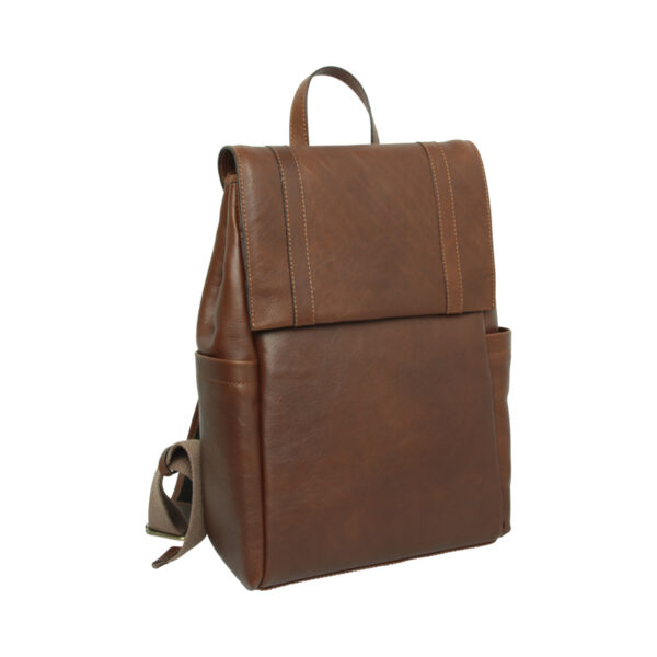 Zaino in pelle. Castagna