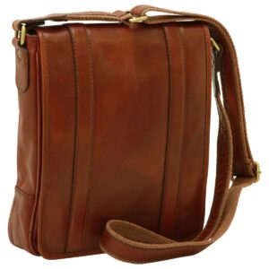 Borsa a tracolla in pelle. Marrone