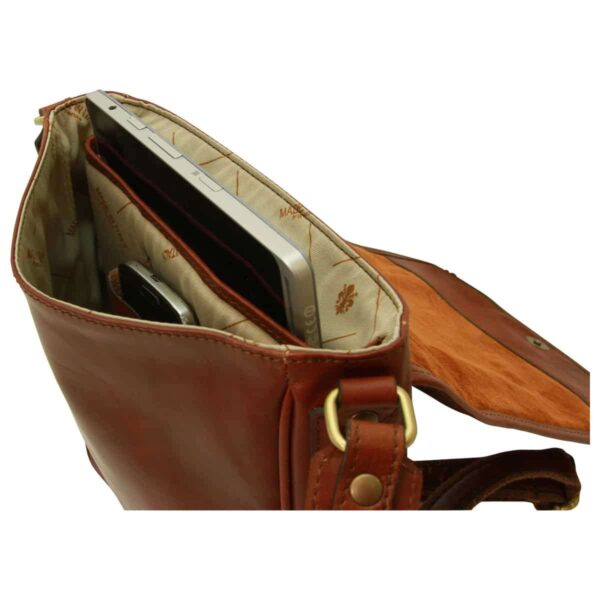 Borsa a tracolla in pelle. Marrone - immagine 5