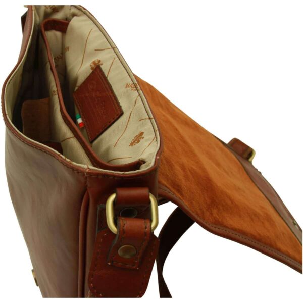 Borsa a tracolla in pelle. Marrone - immagine 6