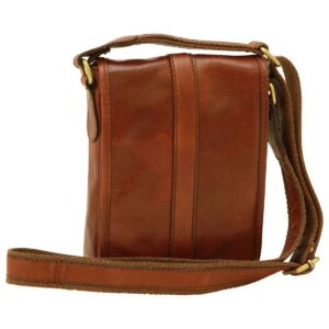 Borsa a tracolla in pelle. Marrone