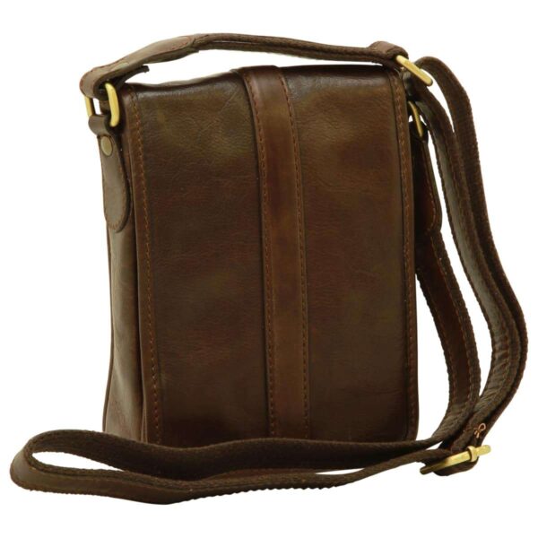 Borsa a tracolla in pelle. Marrone Scuro