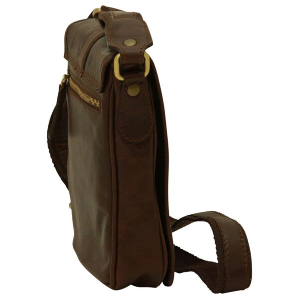 Borsa a tracolla in pelle. Marrone Scuro - immagine 3