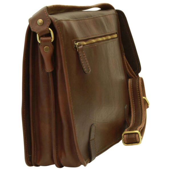 Borsa Messenger in vitello nappato. Marrone Scuro - immagine 3