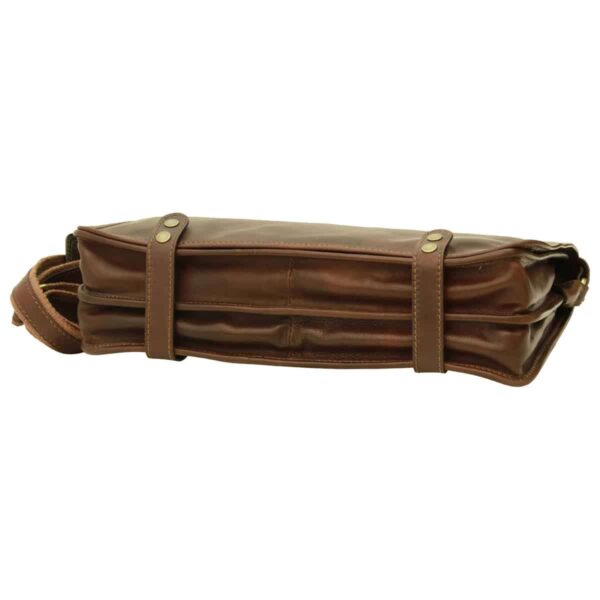 Borsa Messenger in vitello nappato. Marrone Scuro - immagine 4