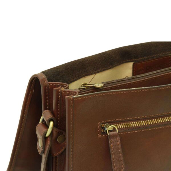 Borsa Messenger in vitello nappato. Marrone Scuro - immagine 7