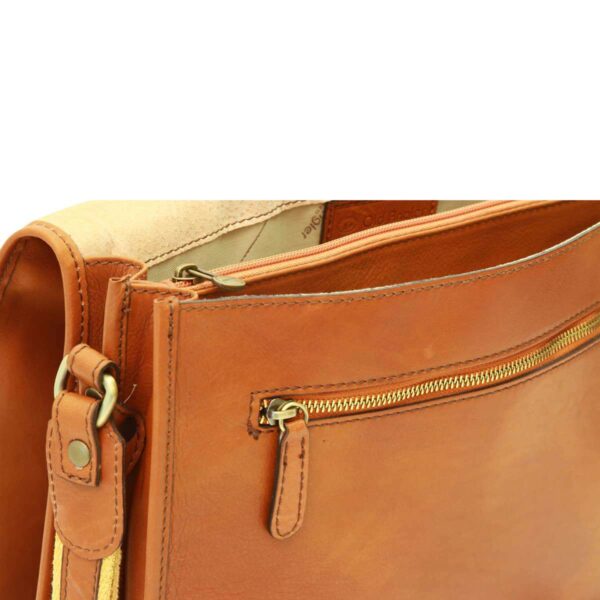 Borsa Messenger in in vitello nappato. Gold - immagine 8