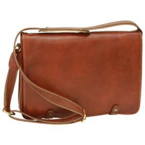 Borsa Messenger in vitello nappato. Marrone