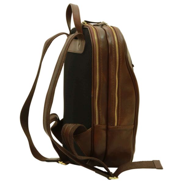 Zaino per laptop in vitello morbido. Marrone Scuro - immagine 3