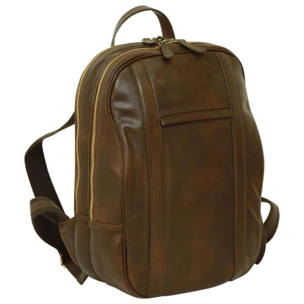 Zaino per laptop in vitello morbido. Marrone Scuro