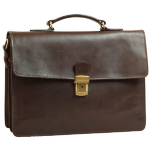 Cartella in Pelle per Laptop. Marrone Scuro