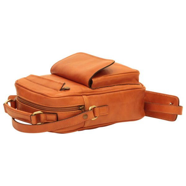 Borsa a tracolla con tasca frontale. Marrone Coloniale - immagine 4