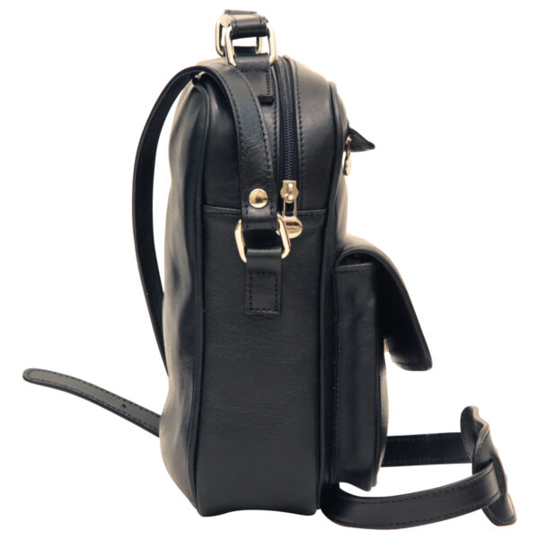 Borsa a tracolla con tasca frontale. Nero - immagine 3