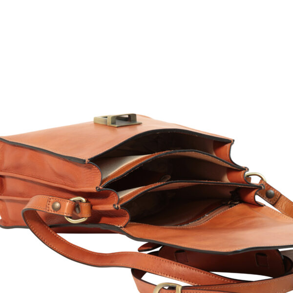 Borsa a tracolla in pelle. Marrone Coloniale - immagine 7