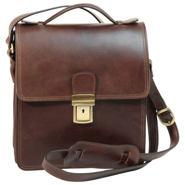 Borsa a tracolla in pelle. Marrone Scuro