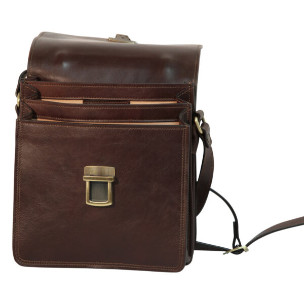 Borsa a tracolla in pelle. Marrone Scuro - immagine 4