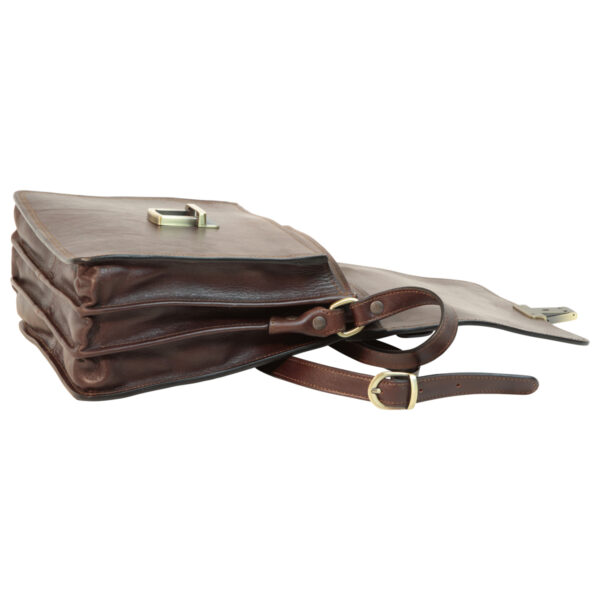 Borsa a tracolla in pelle. Marrone Scuro - immagine 5