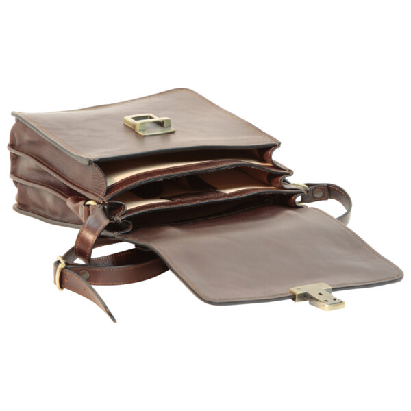 Borsa a tracolla in pelle. Marrone Scuro - immagine 6