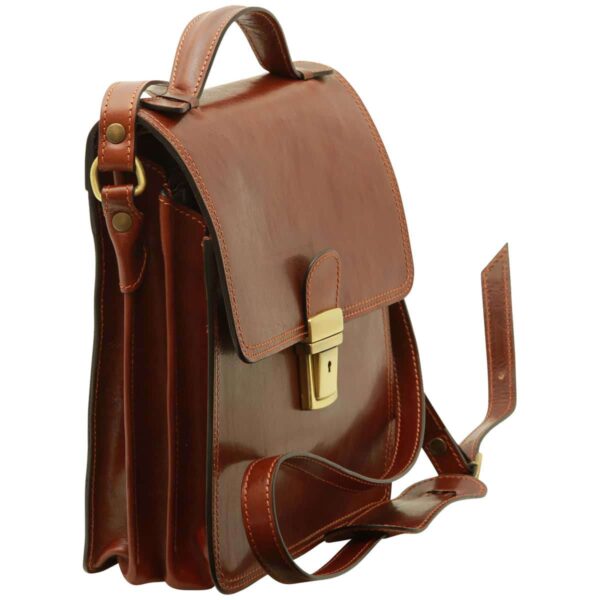 Borsa a tracolla in pelle. Marrone - immagine 3
