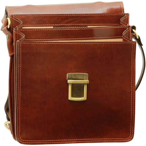 Borsa a tracolla in pelle. Marrone - immagine 4