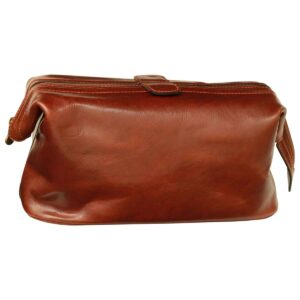 Beauty case in pelle. Marrone