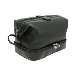 Beauty case in pelle. Nero