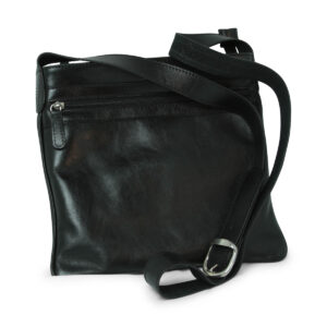 Borsa in pelle a tracolla. Nero