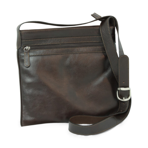 Borsa a tracolla in pelle. Testa di moro