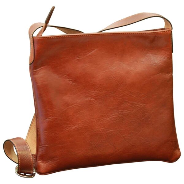 Borsa a tracolla in Pelle. Marrone - immagine 2