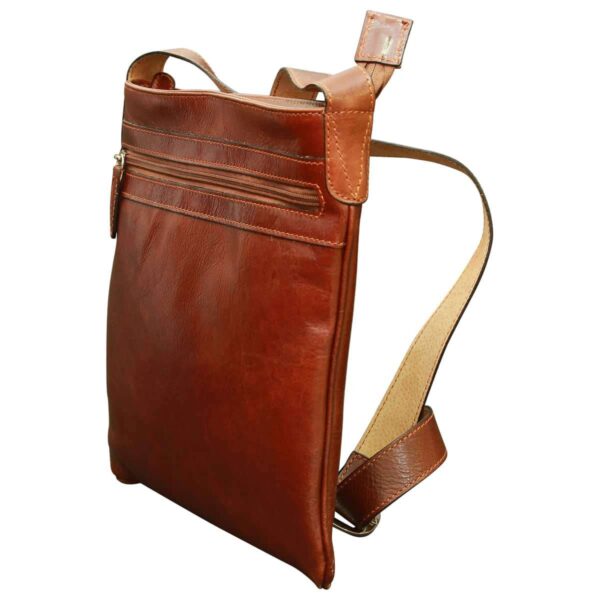 Borsa a tracolla in Pelle. Marrone - immagine 3