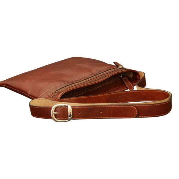Borsa a tracolla in Pelle. Marrone - immagine 4