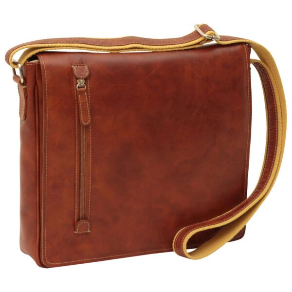 Borsa Messenger in pelle. Marrone Coloniale