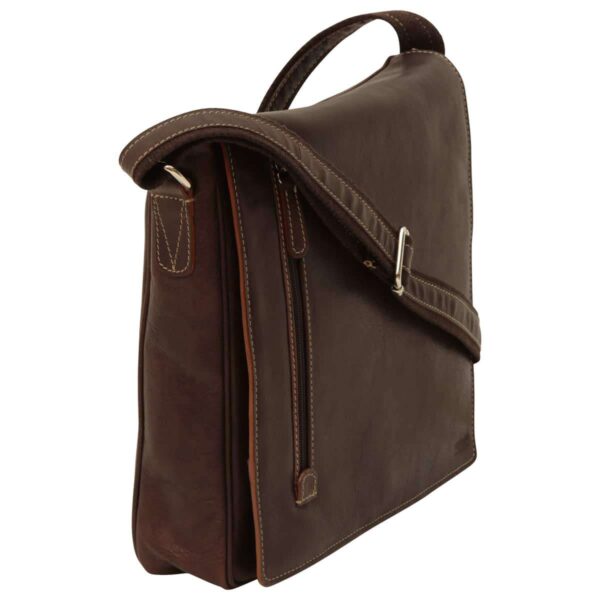 Borsa Messenger in pelle. Marrone scuro - immagine 3