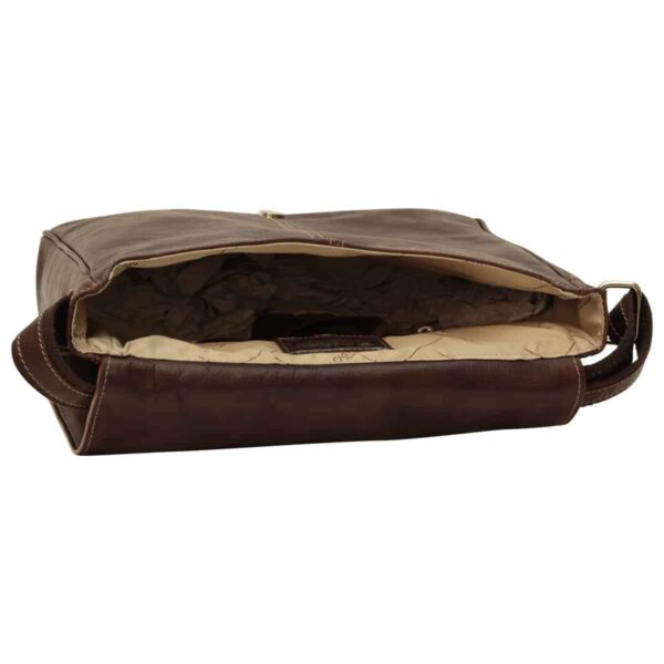 Borsa Messenger in pelle. Marrone scuro - immagine 5
