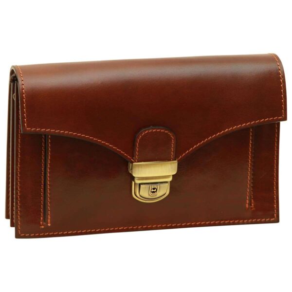 Clutch in pelle. Marrone - immagine 2