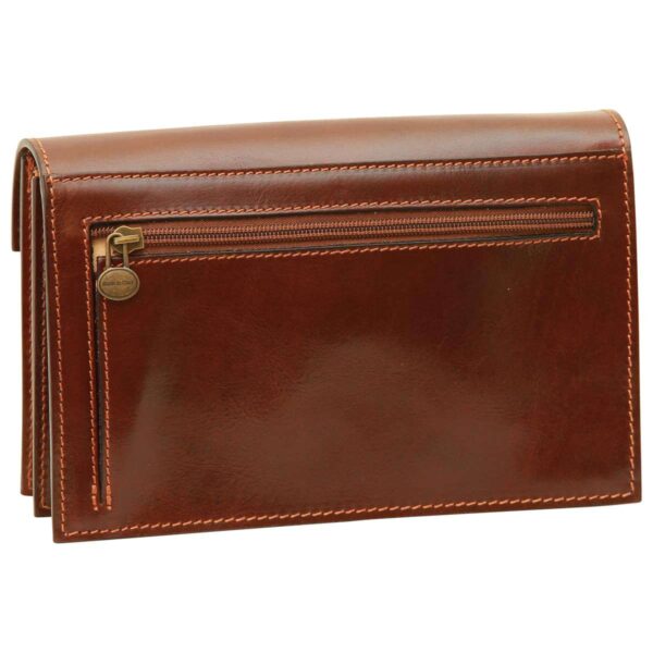 Clutch in pelle. Marrone - immagine 3