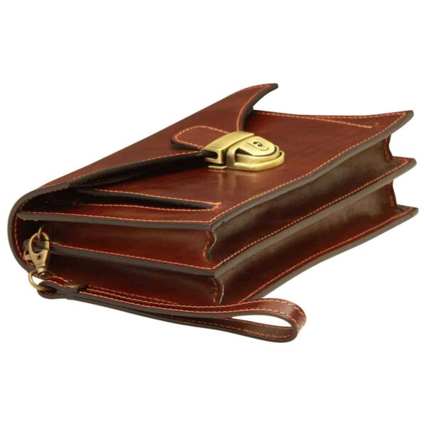 Clutch in pelle. Marrone - immagine 6