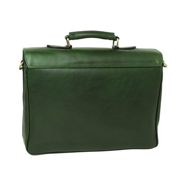 Cartella in pelle di vitello con tracolla. Verde - immagine 4