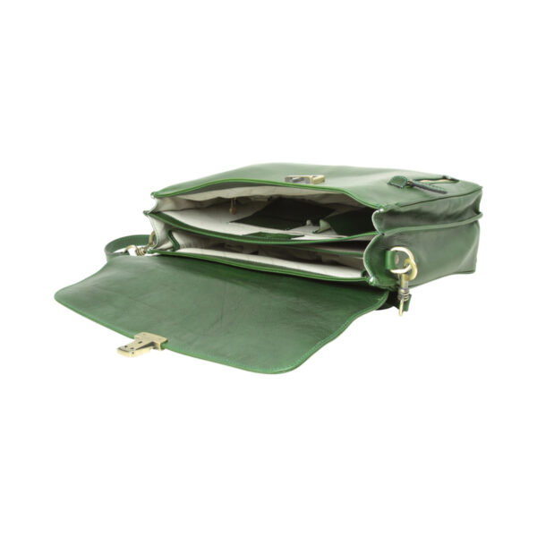 Cartella in pelle di vitello con tracolla. Verde - immagine 6